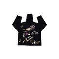 Black hand-painted one-of-one hoodie with abstract artwork